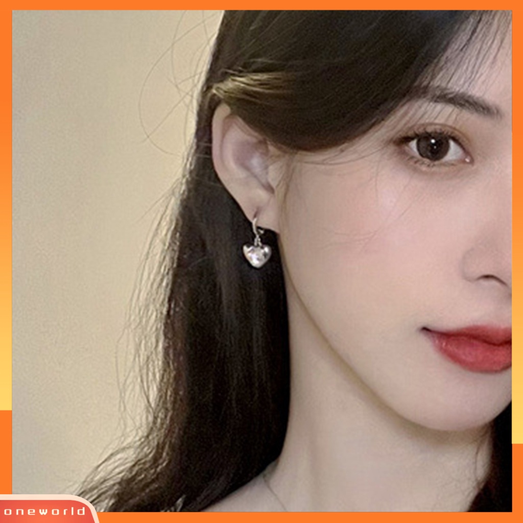 [WOD] 1pasang Anting Wanita Pengerjaan Halus Eye-catching Anti-Oksidasi Tahan Aus Telinga Tahan Luntur Liontin Bentuk Hati Manis Keren Drop Pendant Earrings Untuk Pacaran