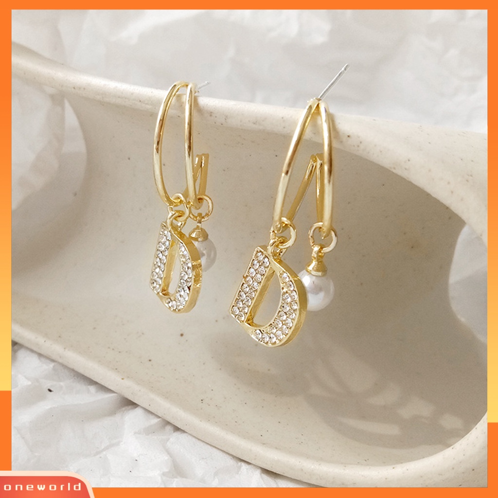 [WOD] Wanita Fashion Emas Huruf D Telinga Giwang Menjuntai Anting Club Pesta Perhiasan Hadiah