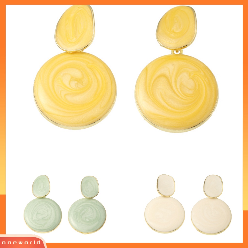 [WOD] Anting Drop Bentuk Oval Indah Alloy Anting Menjuntai Berwarna Permen Untuk Pesta