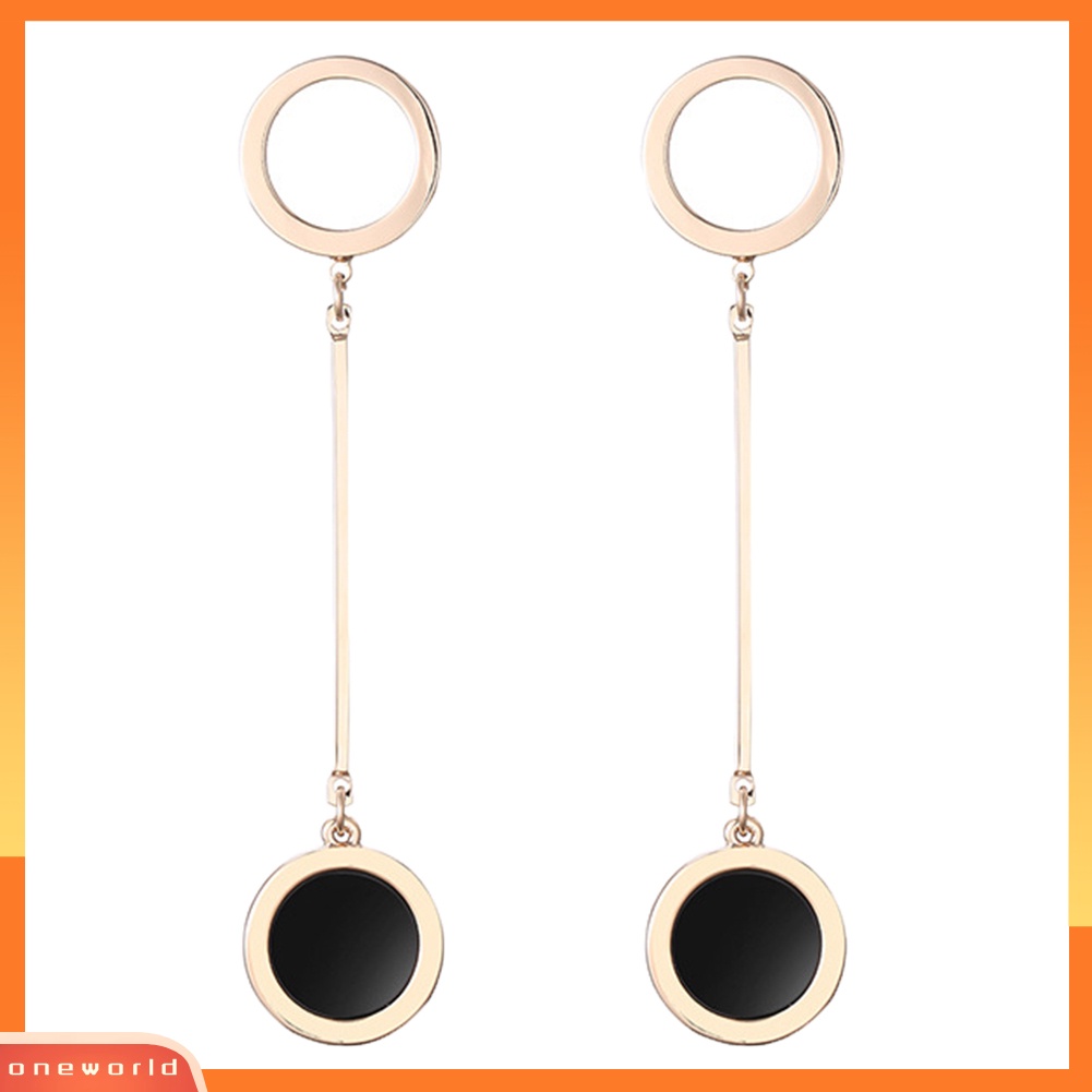 [WOD] Pesta Malam Minimalis Bar Panjang Bulat Menjuntai Wanita Stud Earrings Perhiasan Hadiah