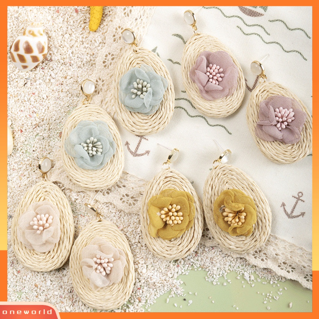 [WOD] 1pasang Anting Kepang Bunga Permukaan Halus Dress-up Elegan Retro Bunga Anting Perempuan Untuk Liburan