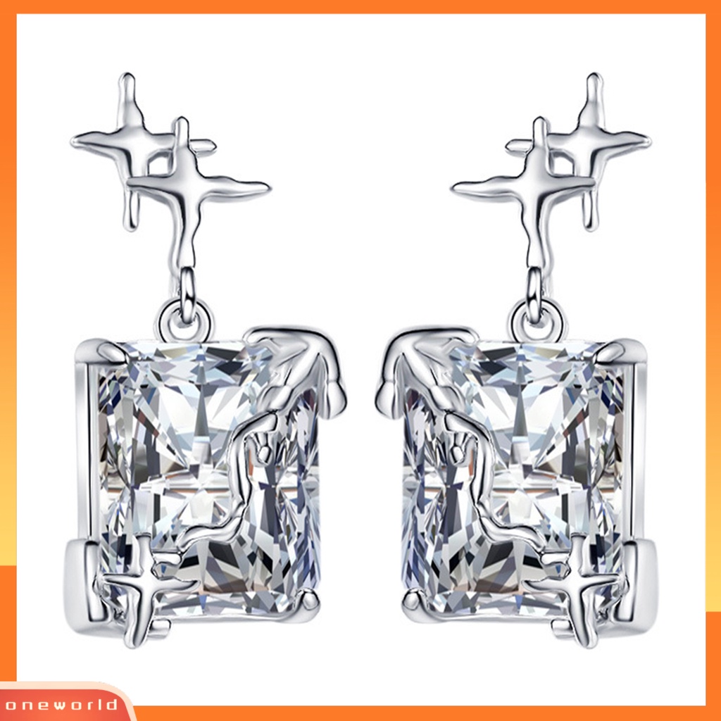 [WOD] 1pasang Drop Earrings Berlian Imitasi Chic Mencegah Alergi Perhiasan Pengantin Wanita Anting Perlengkapan Pernikahan