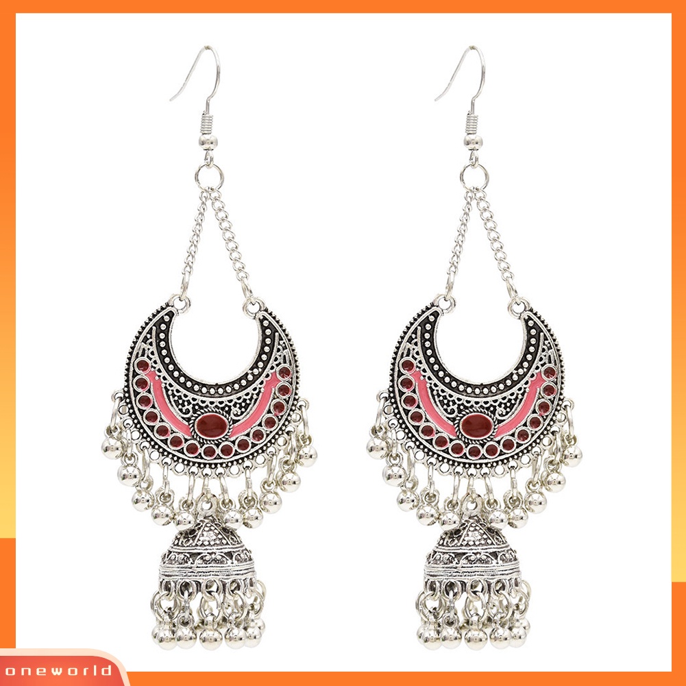 [WOD] Vintage Wanita Bohemian Rumbai Berongga Bell Drop Menjuntai Kait Anting Perhiasan