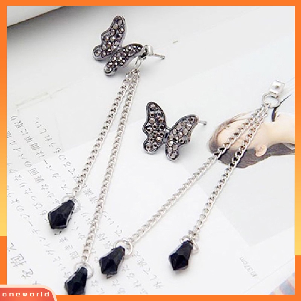 [WOD] Perhiasan Anting Drop EarringS Vintage Alloy Butterfly Rumbai Panjang Untuk Wanita