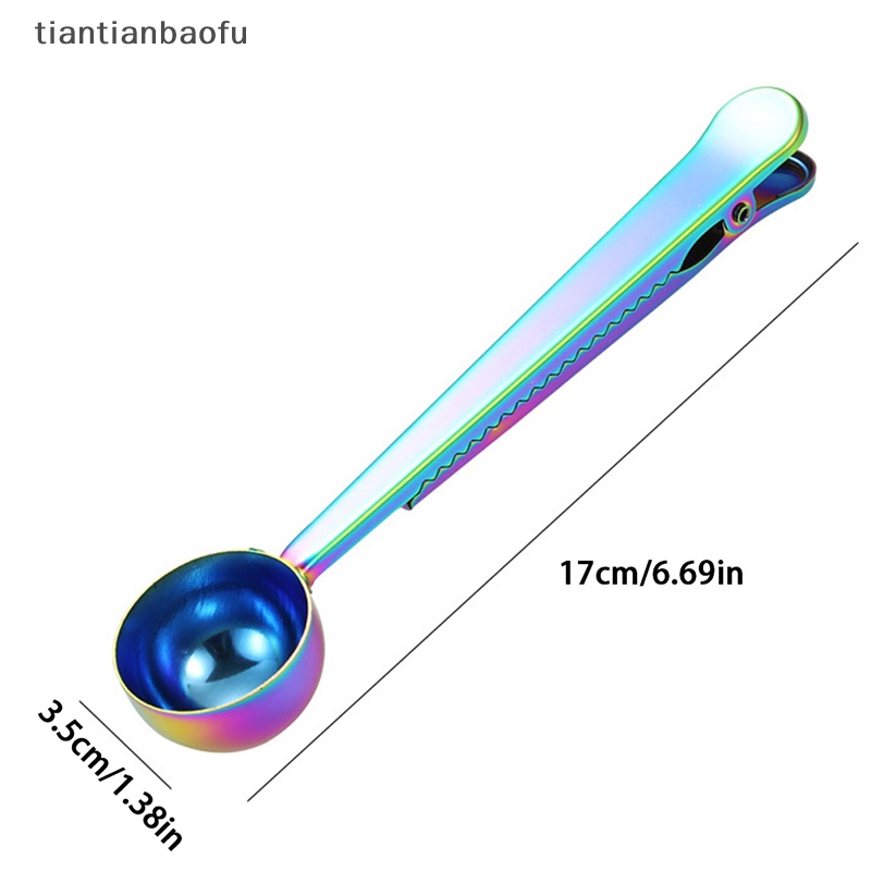 [tiantianbaofu] 1pc Sendok Takar Kopi Bubuk Stainless Steel Dengan Tas Seal Klip Butik