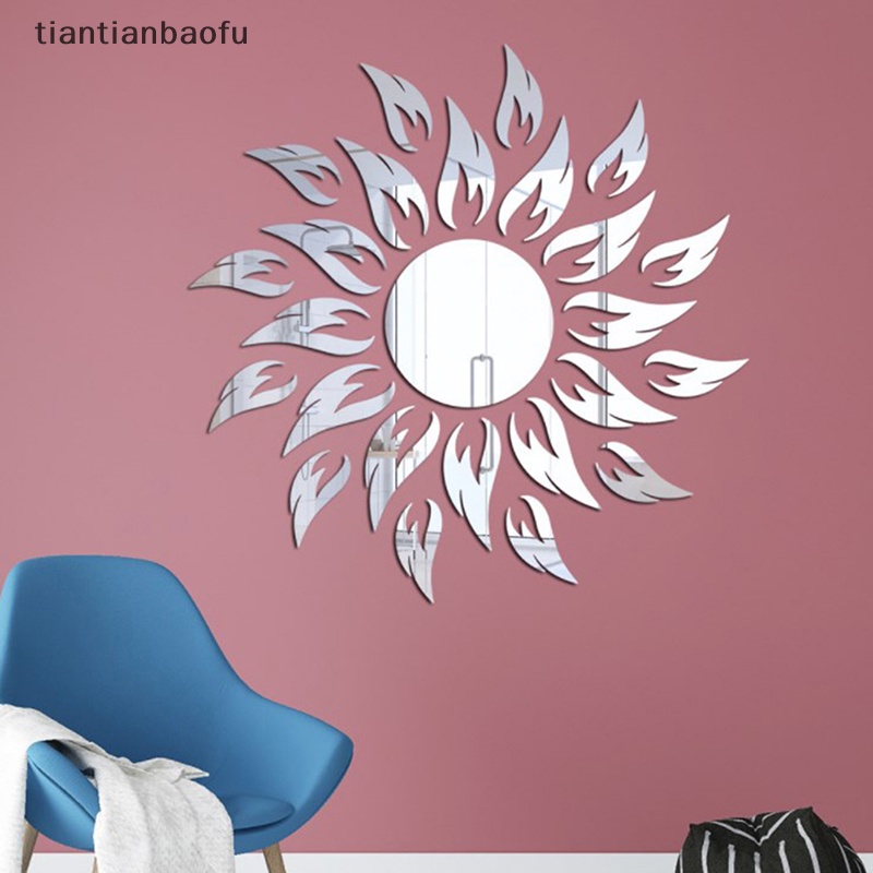 [tiantianbaofu] 3d Acrylic Mirror Matahari Mural Stiker Dinding Art Dekorasi Rumah Removable Decal Boutique