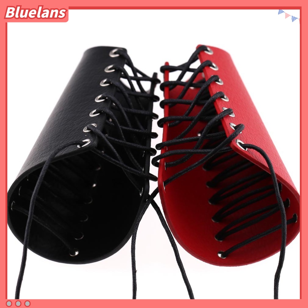 [BLS] Gelang Tangan Kulit Imitasi Rock Punk Arm Armor Bracer Wrist Wax Rope Braided Strap