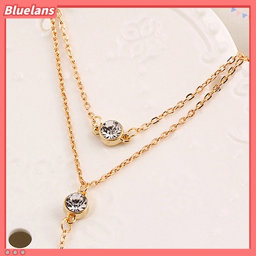 [BLS] Wanita Multilayer Mutiara Imitasi Berlian Imitasi Liontin Choker Rantai Kalung Perhiasan