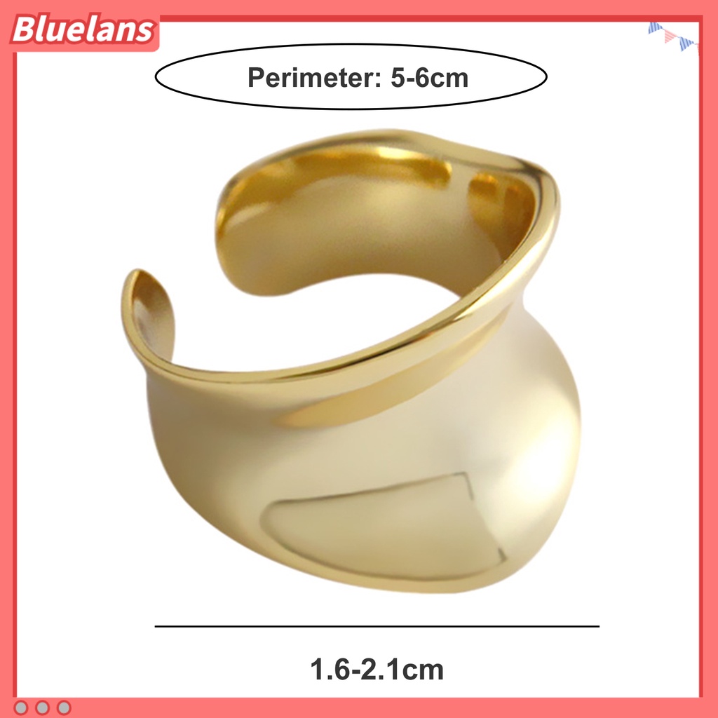 [BLS] Shiny Cekung Permukaan Wanita Cincin Punk Hip Hop Dipoles Geometris Terbuka Adjustable Wanita Jari Cincin Fashion Perhiasan Hadiah