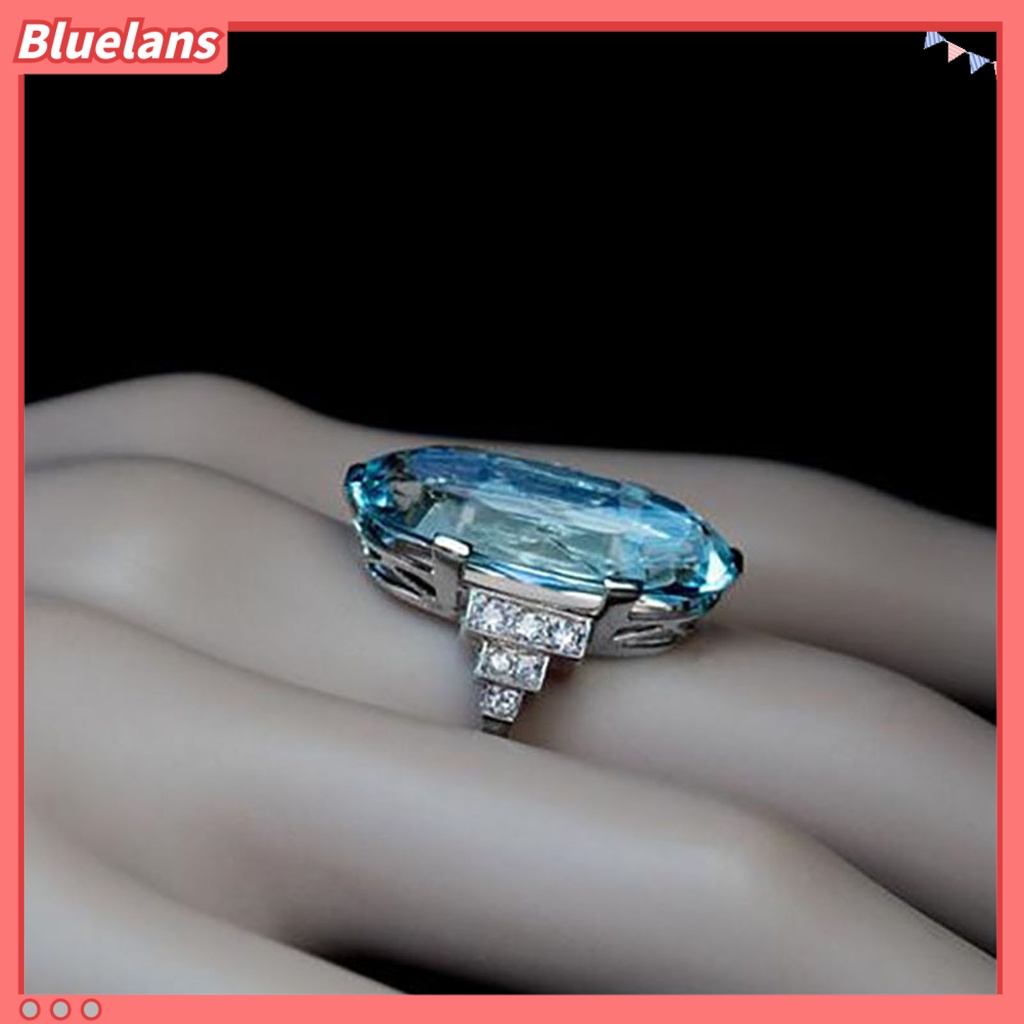[BLS] Cincin Jari Transparan Panjang Umur Ringan Berbentuk Oval Halus Cincin Biru Untuk Tanggal