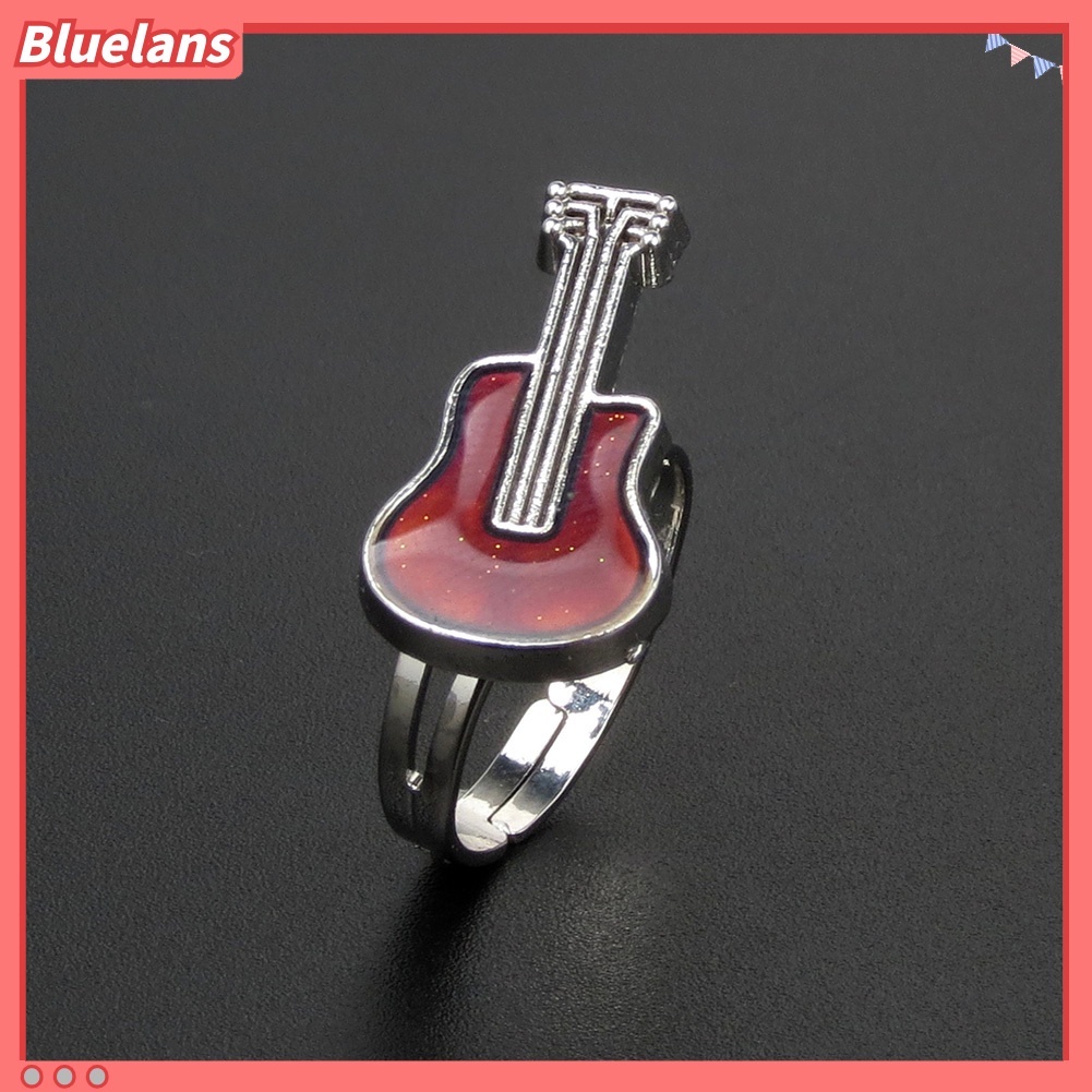 [BLS] Kreatif Gitar Suhu Mood Berubah Warna Wanita Cincin Terbuka Perhiasan Hadiah