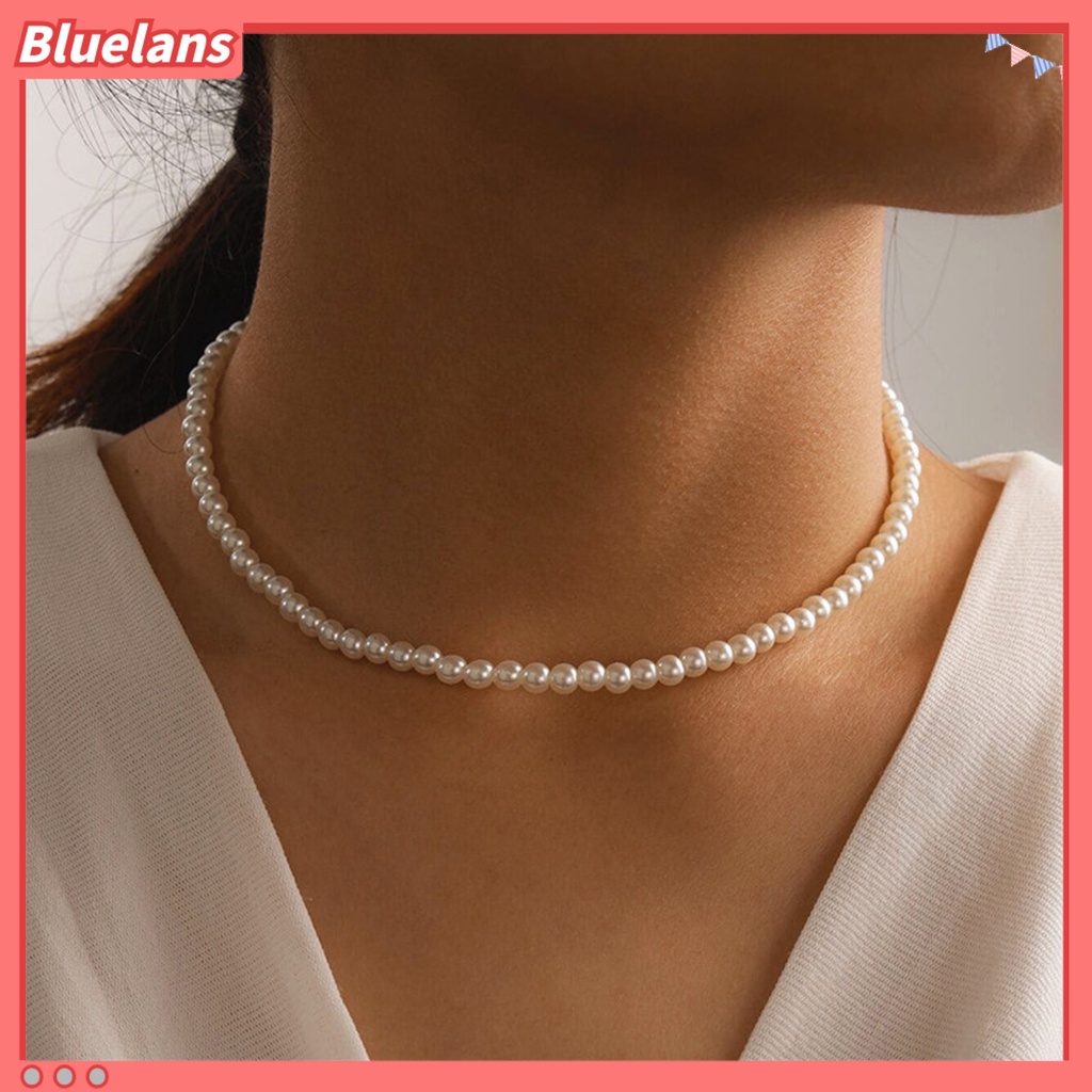 [BLS] Choker Kalung Royal Permukaan Halus Indah Imitasi Mutiara Simetris Kalung Pengantin Perhiasan Pernikahan