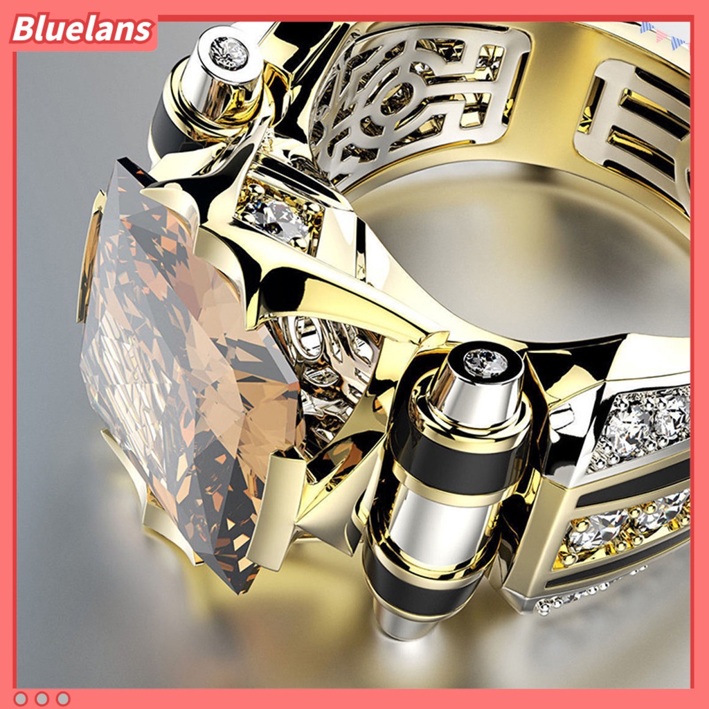 [BLS] Unisex Cincin Vintage Gothic Mewah Berlian Imitasi Mengkilap Electroplating Dekorasi Hadiah Pria Wanita Cubic Zirconia Fidget Ring Jewelry Untuk Pakaian Sehari-Hari