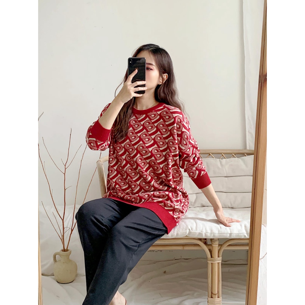 Knitwear Viola | Korean Blouse | Sweater Oversize Kekinian | Baju Rajut Wanita | Blouse Remaja