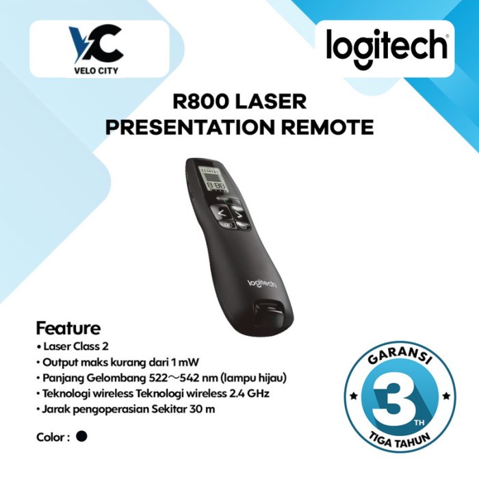 Logitech R800 Wireless Laser Pointer Persentasi Green Laser Original