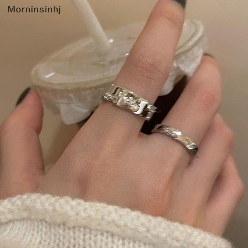 Mornin 2PCS Cincin Vintage Punk Berlian Imitasi Adjustable Untuk Wanita Retro Warna Silver Opening Knuckle Unisex Trendy Finger Ring Jewelry id