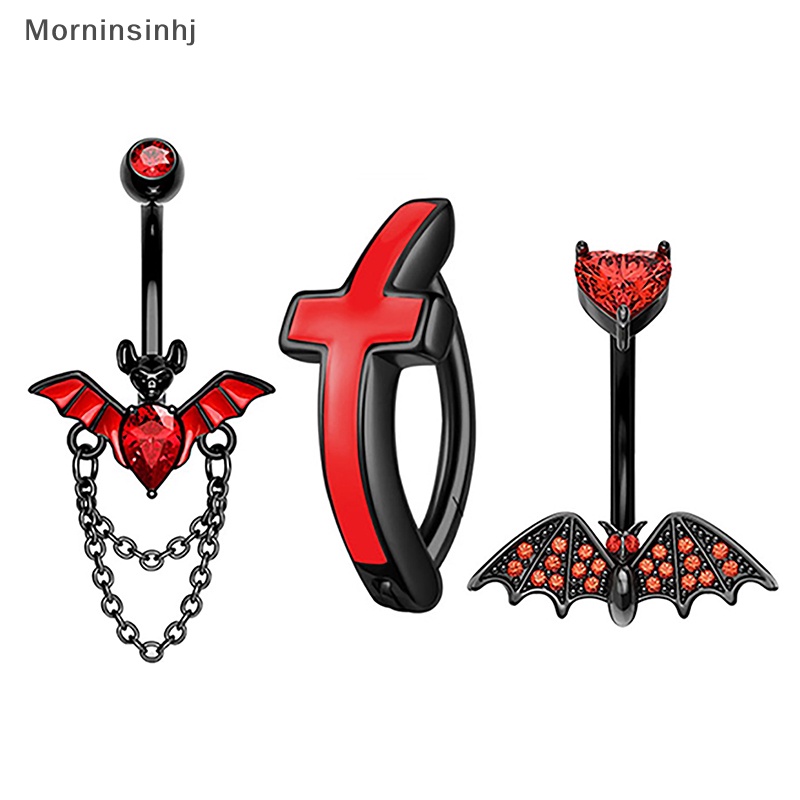 Mornin Gothic Ular Pusar Perhiasan Berlapis Hitam Spider Belly Button Cincin Kristal Zirkon Merah Liontin Belly Rings Untuk Hadiah Gadis id