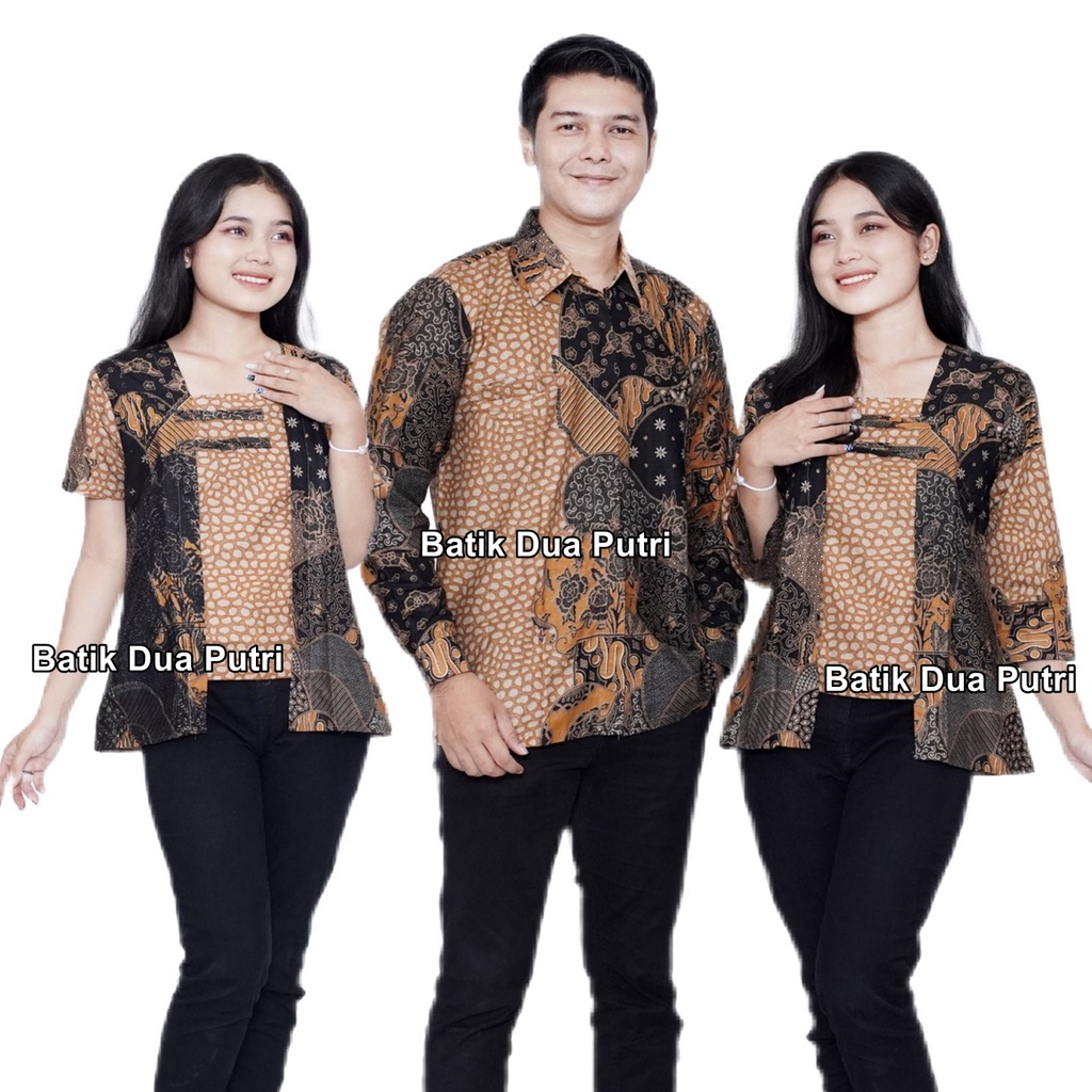 Batik Couple Pria Lengan Panjang Wanita Blouse Lengan 7/8 Produk Terbaru - klrikil-batik dua putri