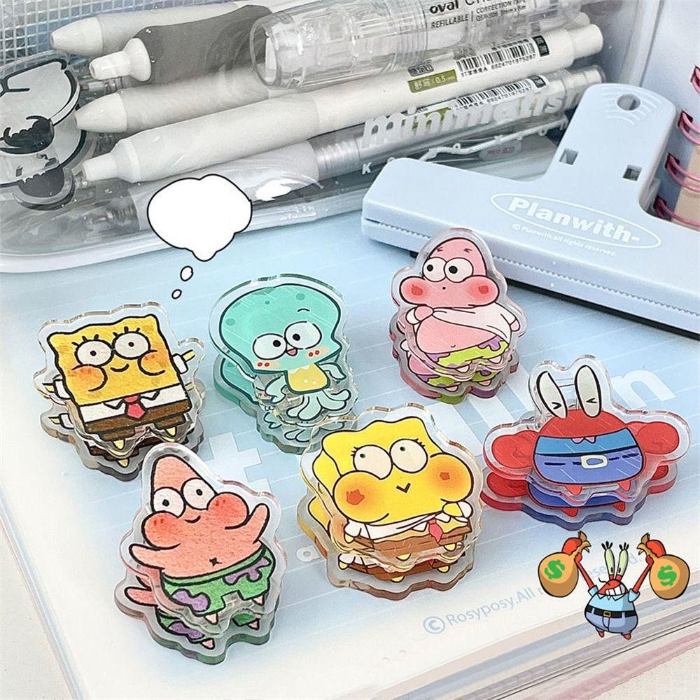 Mxbeauty Jepitan Kertas Kantor Kartun Dovetail Clamp Pengikat Klip Crab Boss SpongeBob Patrick Stationery Page Holder