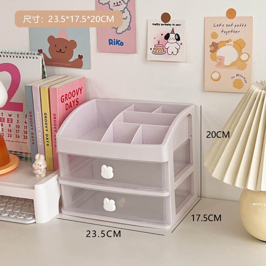 2/3/4lapisan Kotak Penyimpanan Desktop Stationery Pen Holder Lucu Korea Desk Organizer Laci