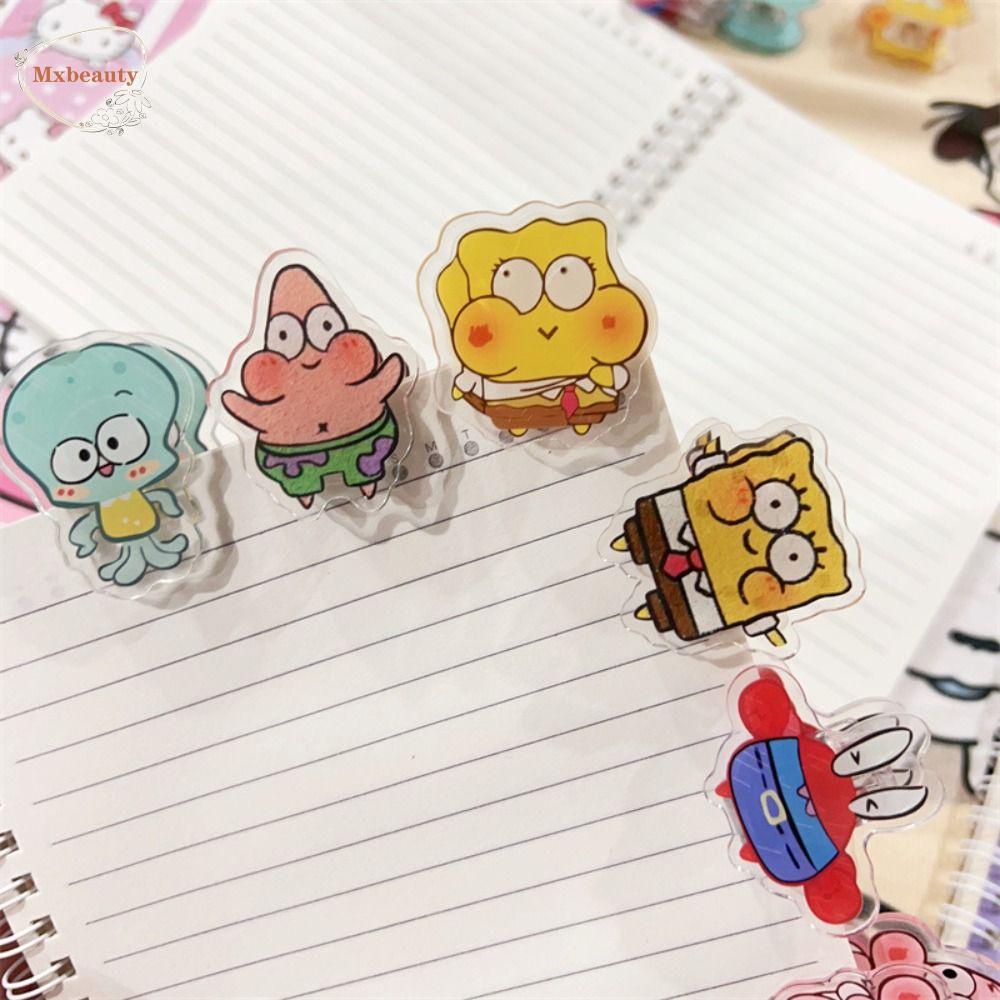 Mxbeauty Jepitan Kertas Kantor Kartun Dovetail Clamp Pengikat Klip Crab Boss SpongeBob Patrick Stationery Page Holder