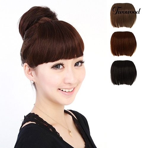 Twowood Gadis Cantik Klip On Rambut Depan Rapi Bang Lurus Fringe Hair Extension