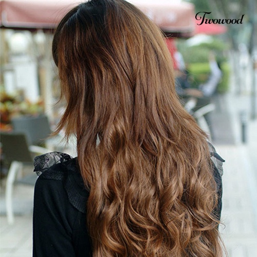 Twowood Wanita Klip Dalam Ekstensi Rambut Panjang Bergelombang Keriting Rambut 5jepit Wig Sintetis