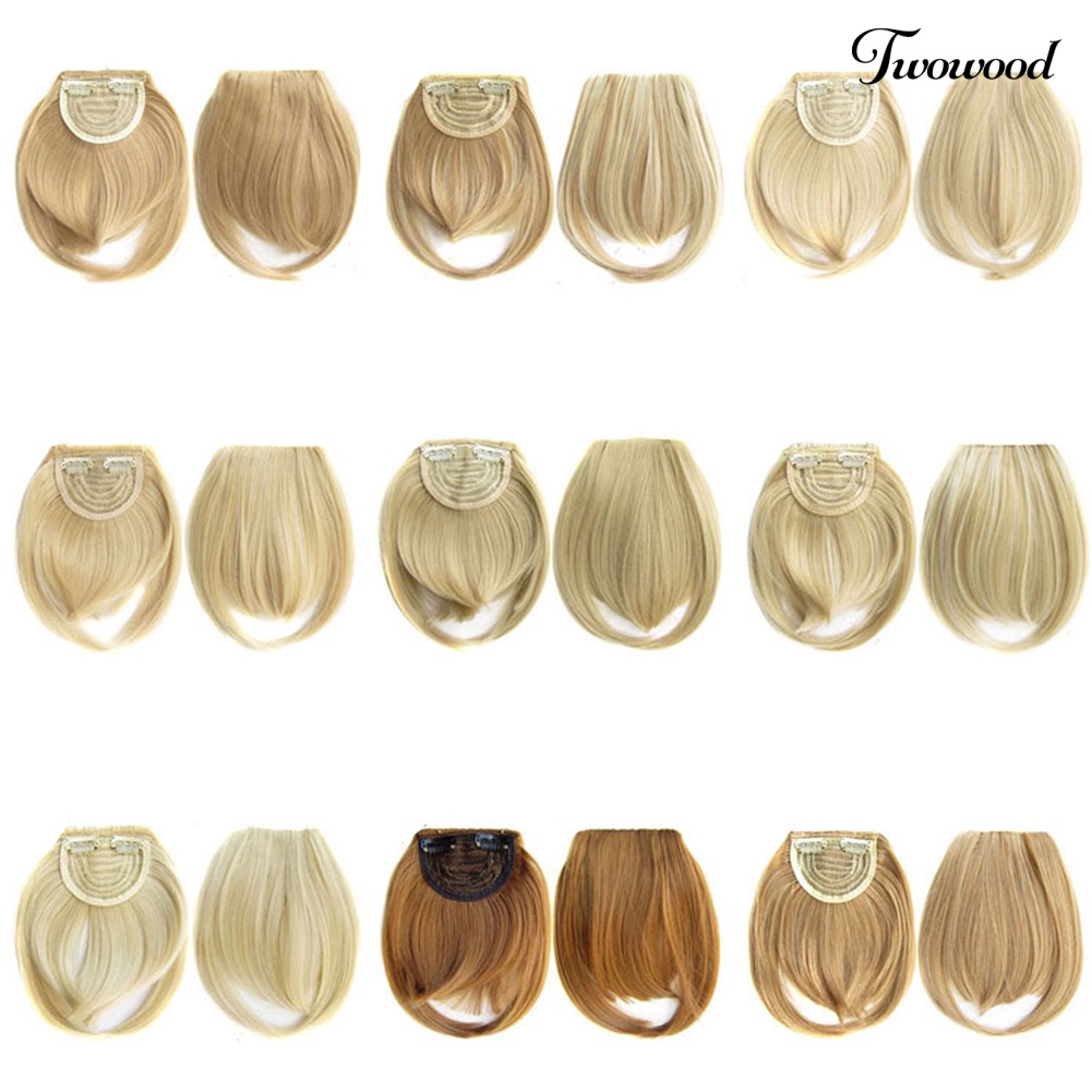 Twowood Gadis Clip-in Front Hair Extension Wig Lurus Sintetis Fringe Bang Sopak