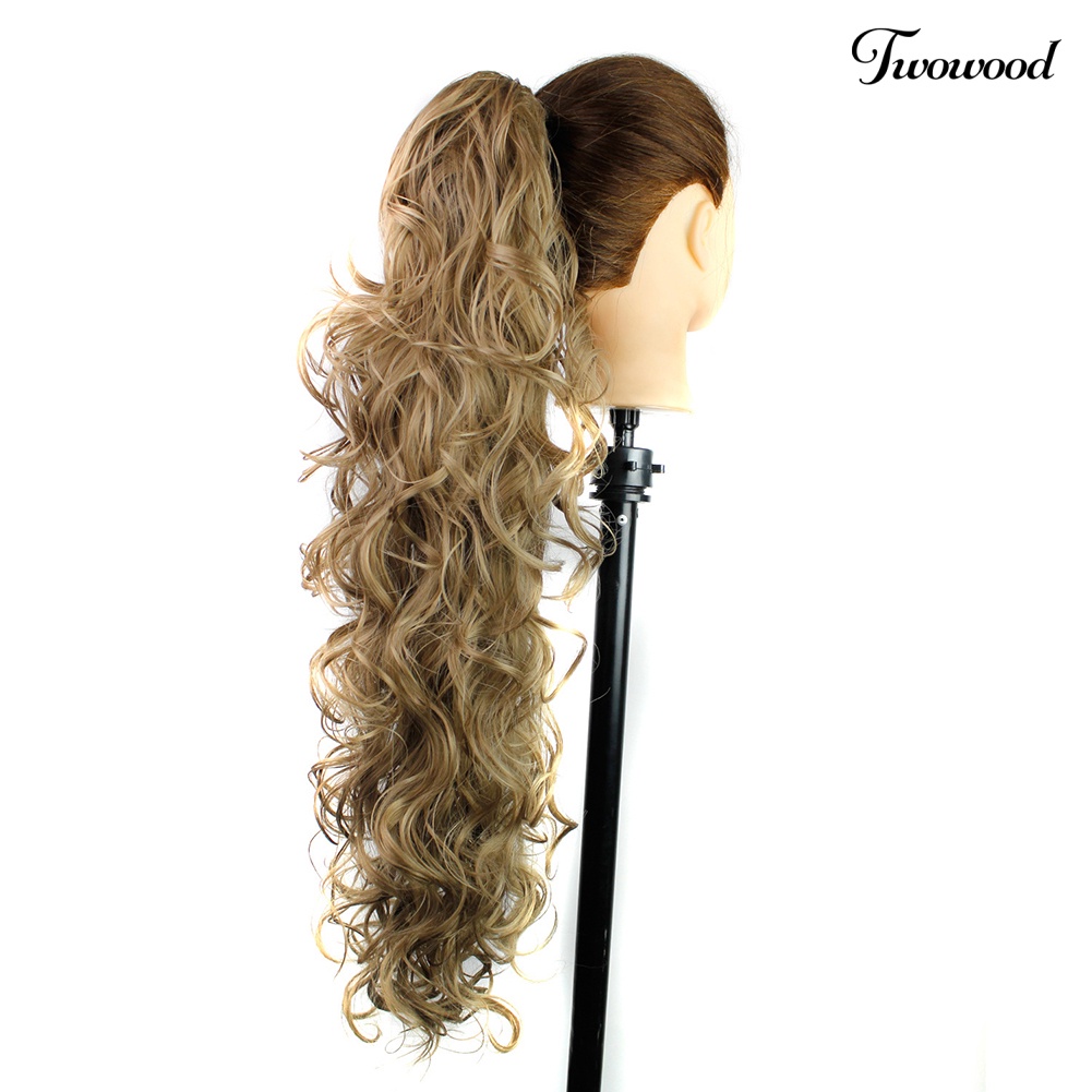 Twowood Wanita Fashion Panjang Keriting Sopak Ponytail Claw Clip Bergelombang Rambut Wig Ekstensi