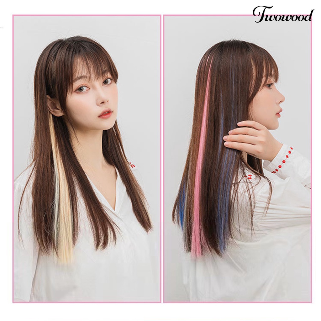 Twowood Extension Hair Mudah Dipakai Berbulu Multicolor Matte Trace-less Alat Makeup Buatan Manusia Serat Sorot Rambut Ekstensi Wig Untuk Wanita