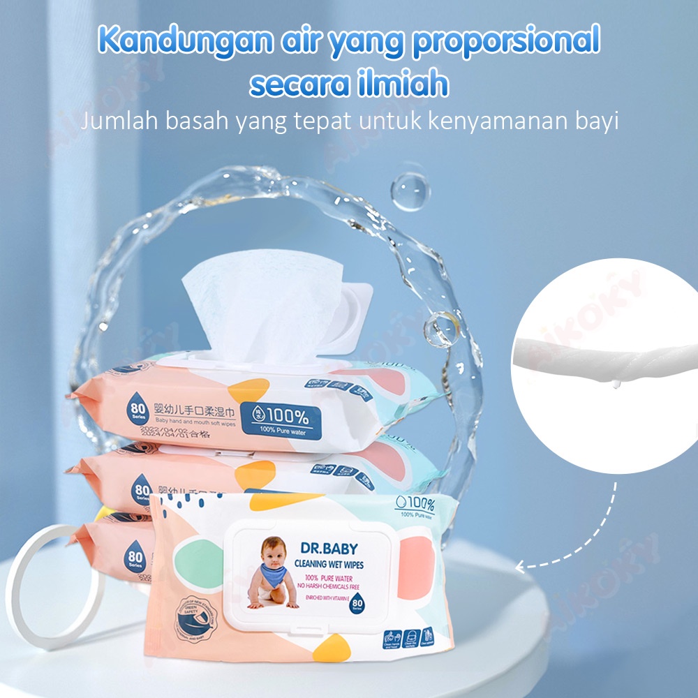 AIKOKY Tisu basah bayi Newborn 80 Lembar / Baby Wipes Hand and Mouth