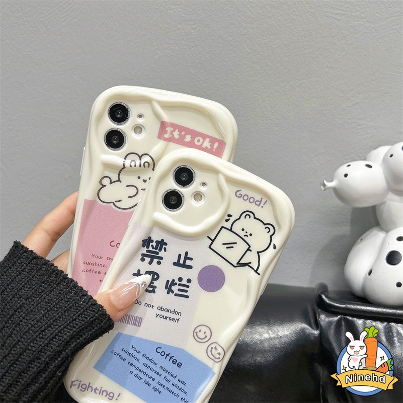 IPHONE Casing Kompatibel Untuk Iphone14 13 12 11 Pro Max X Xr Xs Max8 7 6 6s Plus Se2020Kreatif Putih Cream Shell Wave Edge Phone Case Lens Full Cover Silikon Tebal Pelindung Case