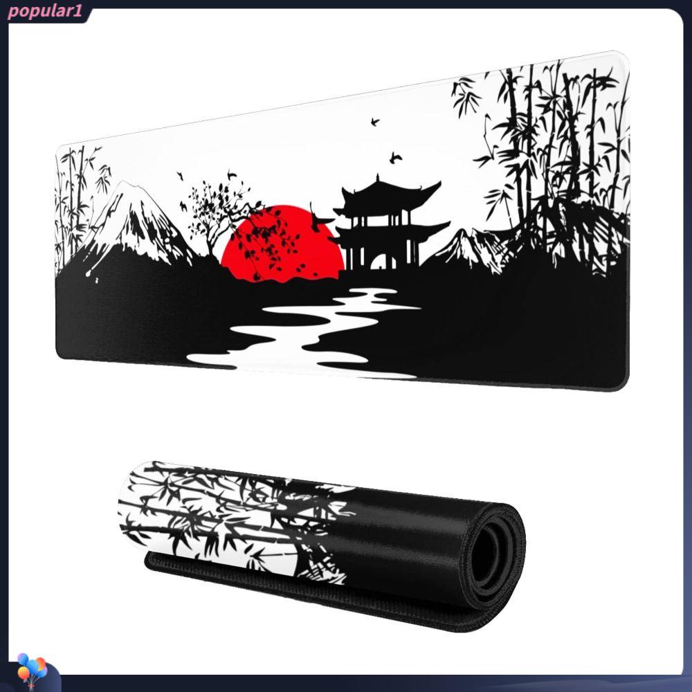 Populer Mouse Pad Jepang Non-Slip Besar Hitam Dan Merah Alas Meja