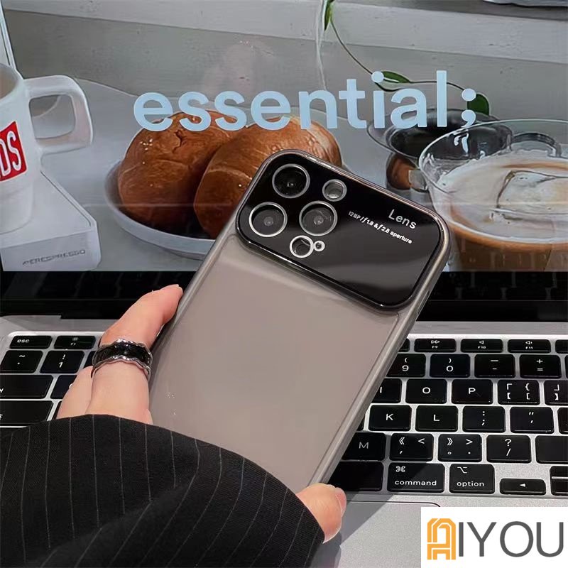 IPHONE Casing Soft Phone Jendela Besar Warna Kontras Transparan Untuk Iphone14Plus13 12 11 Pro Max Lensa Kamera Clear Protection Cover