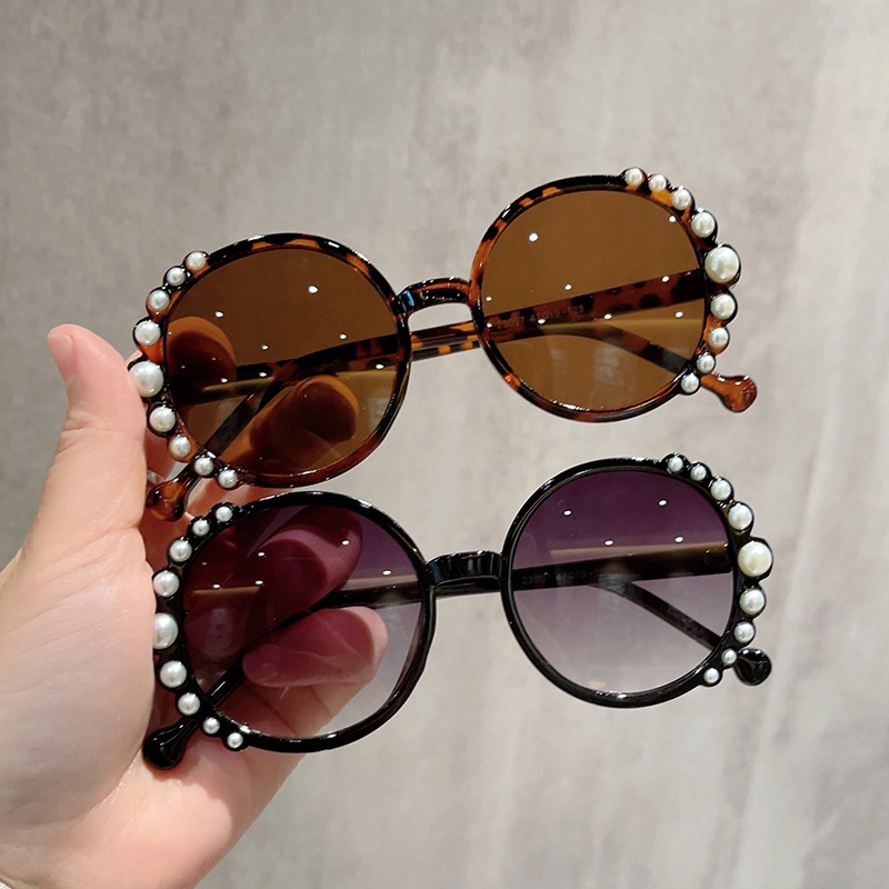 (YUZHU) Mutiara Anak-Anak Kacamata Hitam Vintage Fashion Bingkai Bulat Warna Permen Kerai Sunglasses