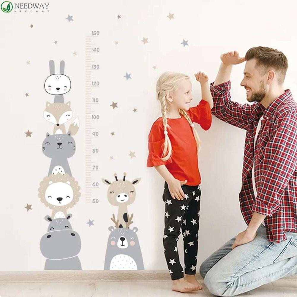 Needway Pengukur Tinggi Badan Stiker Dinding Lucu Tahan Air Perlengkapan Perawatan Bayi Hippo Kelinci Singa Hewan Pola Beruang Baby Nursery Wall Decals