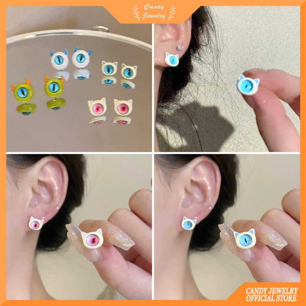 Anting Kartun Anting Monster Bermata Satu Lucu Anak-Anak Menyenangkan Desain Niche Ear Stud CANDY JEWELRY