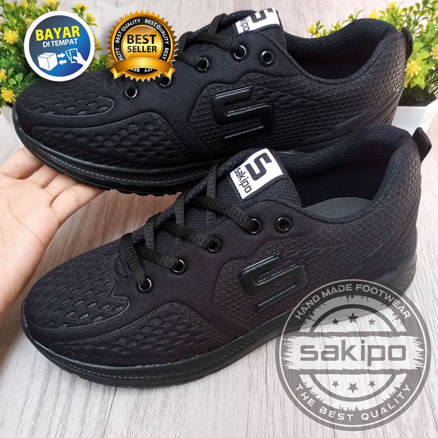 PROMO BTS KEMBALI SEKOLAH !! SEPATU SEKOLAH HITAM POLOS MEREK SAKIPO SD SMP SMA SMK KULIAH / SEPATU BERTALI ANAK SEKOLAH WARNA HITAM  / SEPATU LARI RINGAN DI PAKAI / SEPATU KULIAH / SAKIPO