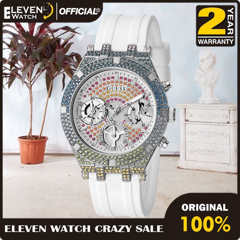[Promo] Jam Tangan Wanita Guess GW0407L4 Pride Limited Edition Heiress Multicolour Blitz Dial White 