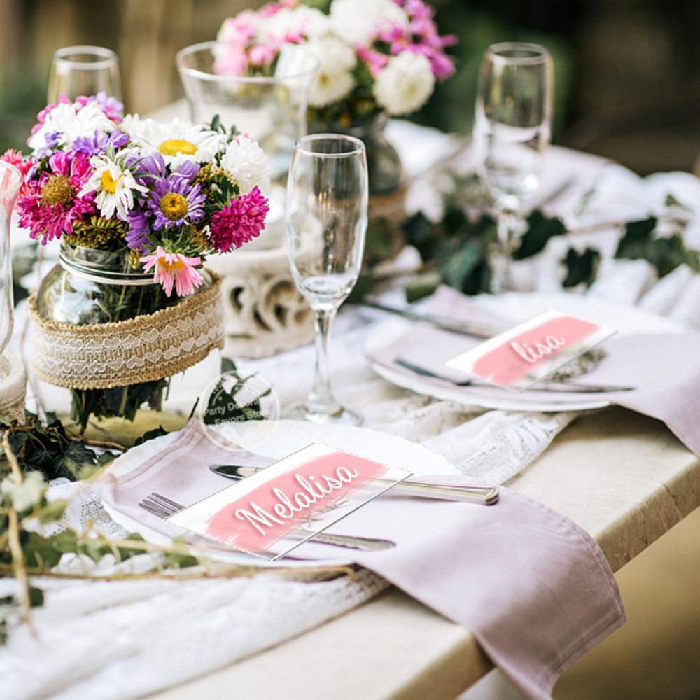 AUGUSTINA Table Place Card Rectangle Clear Blank Untuk Kartu Tempat Duduk Dekorasi Pesta Ulang Tahun Pernikahan DIY