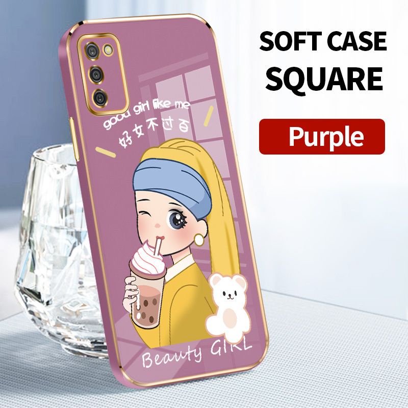 Electroplated Milk Tea Girl Case for Samsung A01/A01CORE/M01CORE/A02/M02/A02S/M02S/F02S/A03/A03CORE/