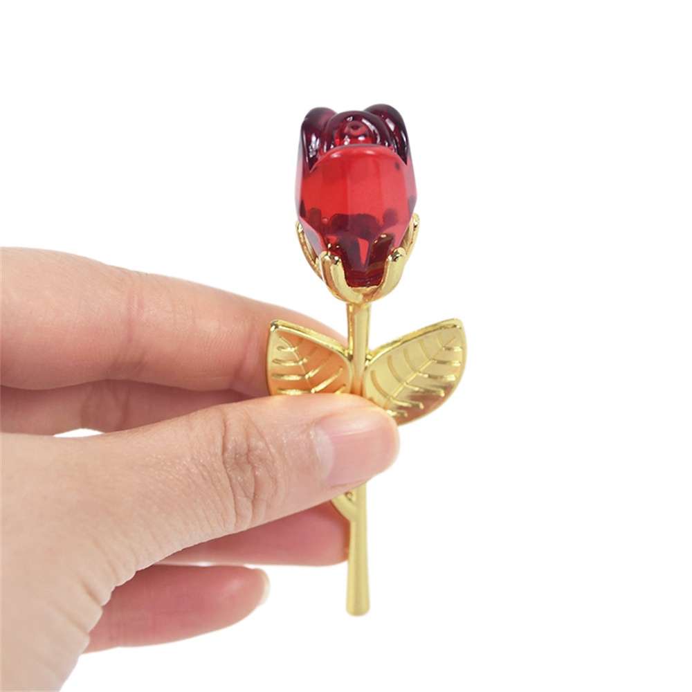 ღ Crystal Glass Rose Flower With Box Artificial Flower Mini Forever Red Gold Artificial Rose For Girlfriend Wedding Gift For Guest Mothers Day Gift