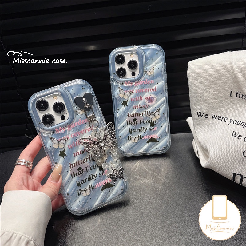 IPHONE Ins Transparan Butterfly Laser Card Paper Case Kompatibel Untuk Iphone14 12 11 13 Pro Max6 6S 7 8 Plus XR X XS MAX SE 2020kreativitas 3D Stereo Pola Korgasi Shockproof Cover