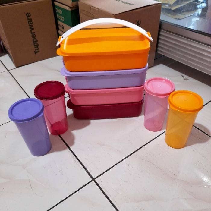 rantang 4 susun tupperware..Click to Go Rectangular promo murah