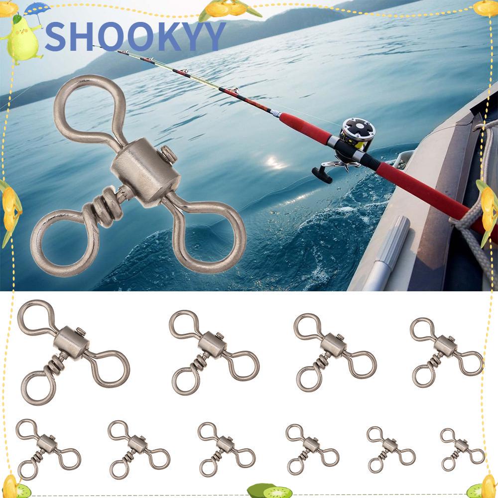 Chookyy 20Pcs /Pack Bentuk T Memancing Putar Bantalan Panas Barel Trisula Fishhook Konektor