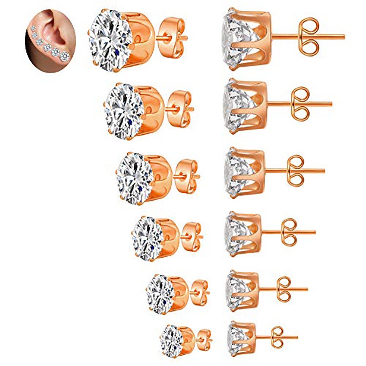 12biji Set Anting Penjualan Panas Sederhana Berlian Anting Set Fashion Anting Kecil Anting Produsen Ready Stock Grosir