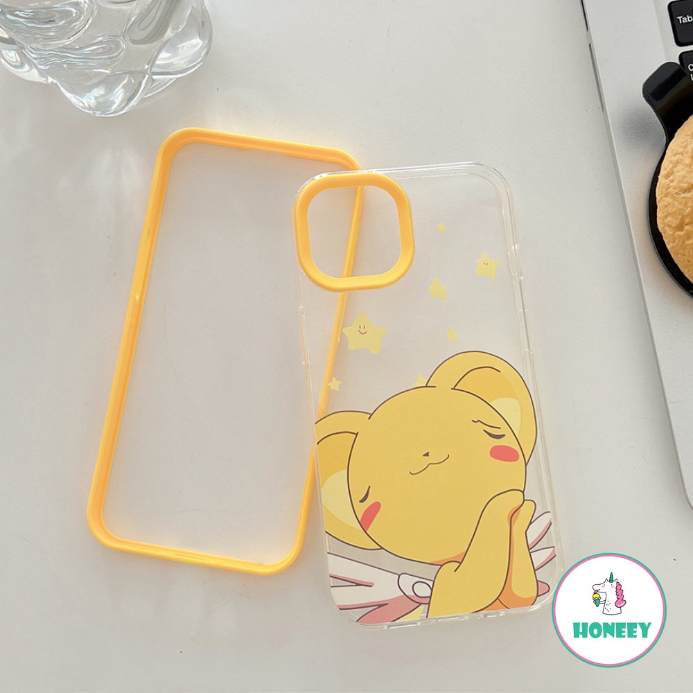 IPHONE Fashion 3in1 Lovely Animal Phone Case Untuk Iphone11 12 /12pro 13 14 Pro Max XR Xs7 8 Plus Transparan Shockproof Lembut TPU Penutup Belakang