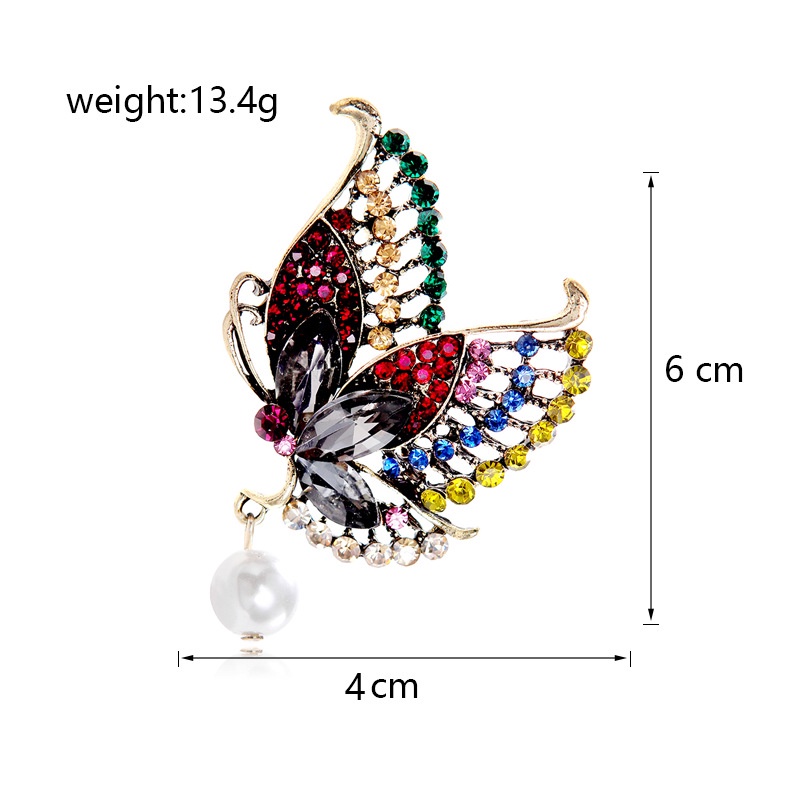 [FRA] Kupu-kupu Mutiara Bros Berlian Imitasi Bros Sweater Mutiara Korsase Logam Butterfly Brooch