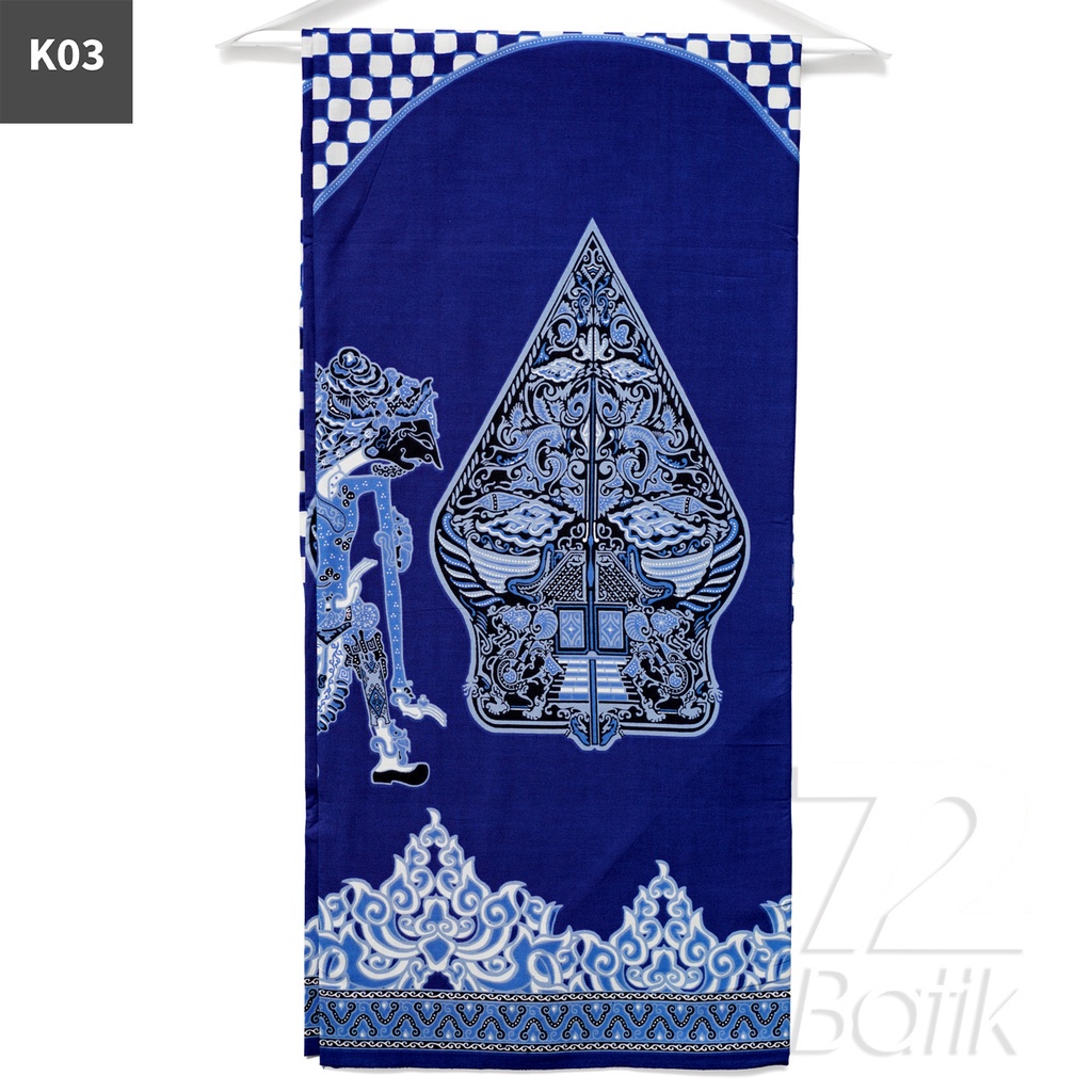 Kain Dan Selendang Premium Motif Wayang Warna Biru 723887 Cap 72