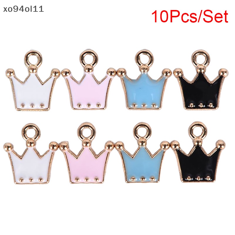 Xo 10Pcs /Set Enamel Alloy Mahkota Kecil Ch Liontin Perhiasan DIY Membuat Craft Hadiah OL